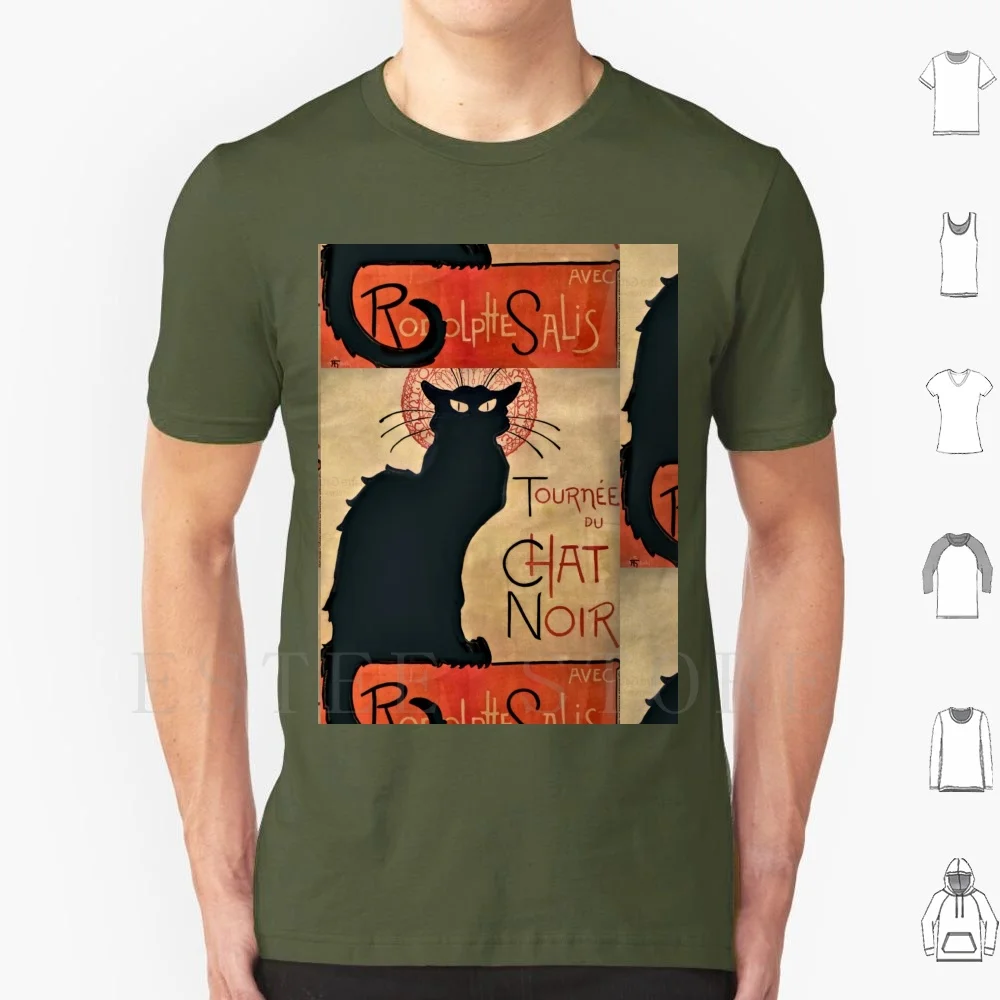 Le Chat-Camiseta de gato negro DIY talla grande 100% algodón Le Chat el gato negro gato negro arte Vintage icónico teófilo