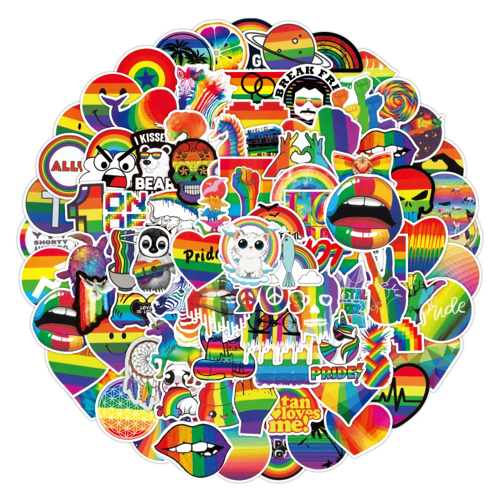 10/50/100PCS Lesbian Gay Colorful Rainbow Stickers Aesthetic Laptop Water Bottle Waterproof Graffiti Decal Sticker Packs Kid Toy