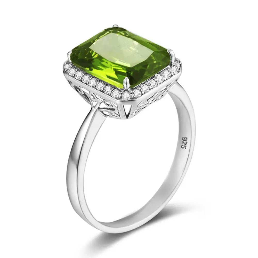 Peridot Sterling Silver Rings For Women Silver 925 Luxury Jewellery With Diamon Gemstones Bohemian Wedding Jewelry Wholesale Hot