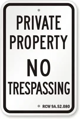 VinMea Private Property - No Trespassing - RCW  9A.52.Metal Sign Aluminum Signs 12X18 Inches