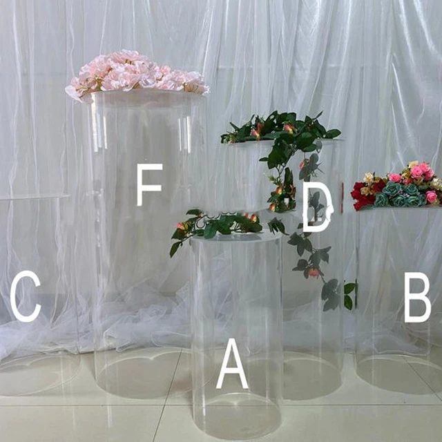 

Acrylic Clear Wedding Pedestal Cylinders Pillar Acrylic Wedding Plinths Display Cube Stand for Wedding & Party yudao652