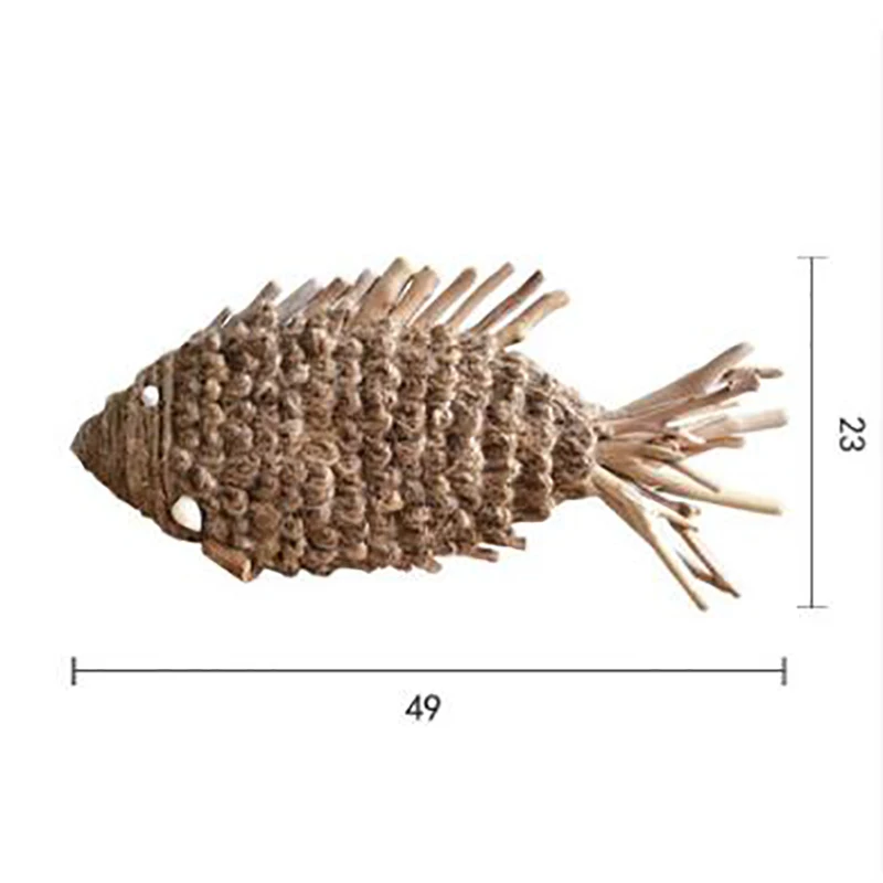 2022  Fashion Handmade Solid Wood Woven Fish Ornaments Decorations Living Room Home Decoration Crafts Creative Gifts Furnishing