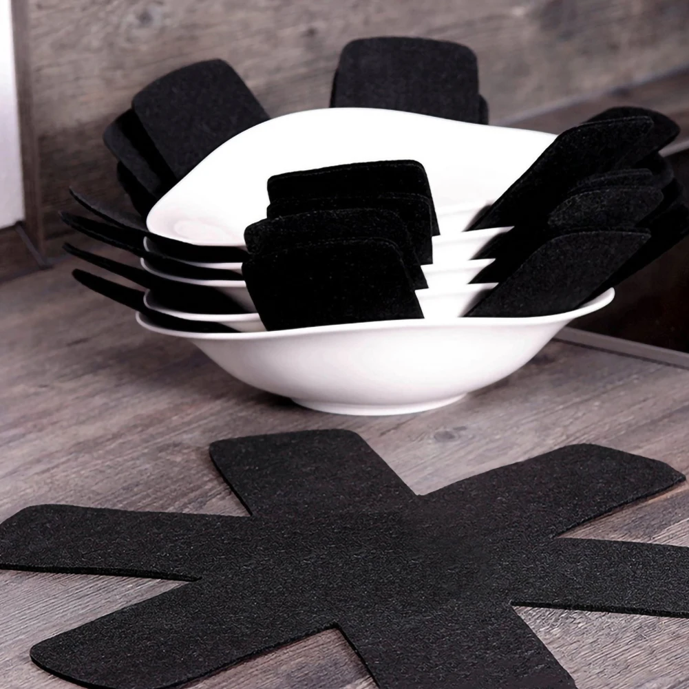 Almofadas quentes do divisor dos protetores da bandeja do potenciômetro de 12 pces para impedir riscar separadas e proteger as panelas antiaderentes das superfícies para o cookware