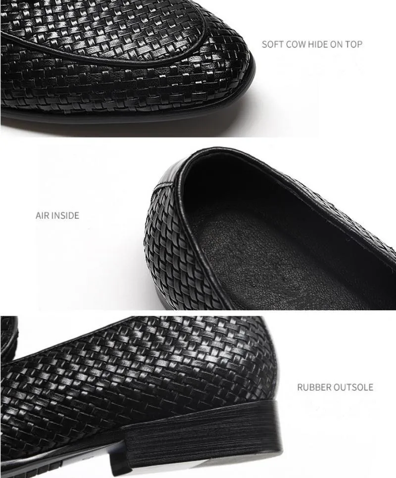 Fashion Loafers Tassel Weave Shoes Men Spring Summer Genuine Leather Business Casual Shoes High Quality Office Work Shoes 38-44