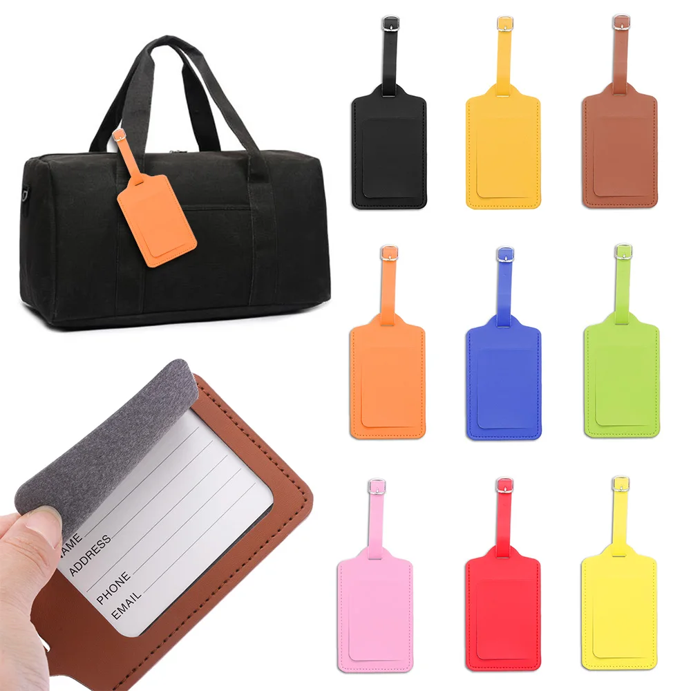 PU Leather Suitcase Luggage Tag Label Bag Pendant Handbag Portable Travel Accessories Name ID Address Tags High-Quality