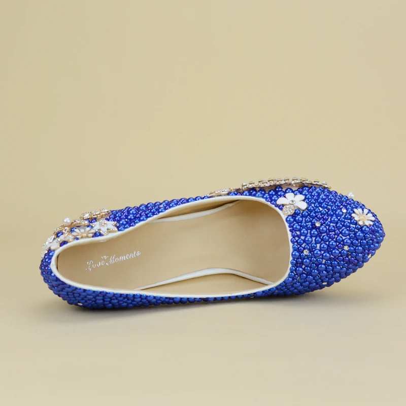 NEW Royal blue pearl wedding shoes and Bags SETS women\'s high heels platform shoes woman party Dress shoe with matching bag