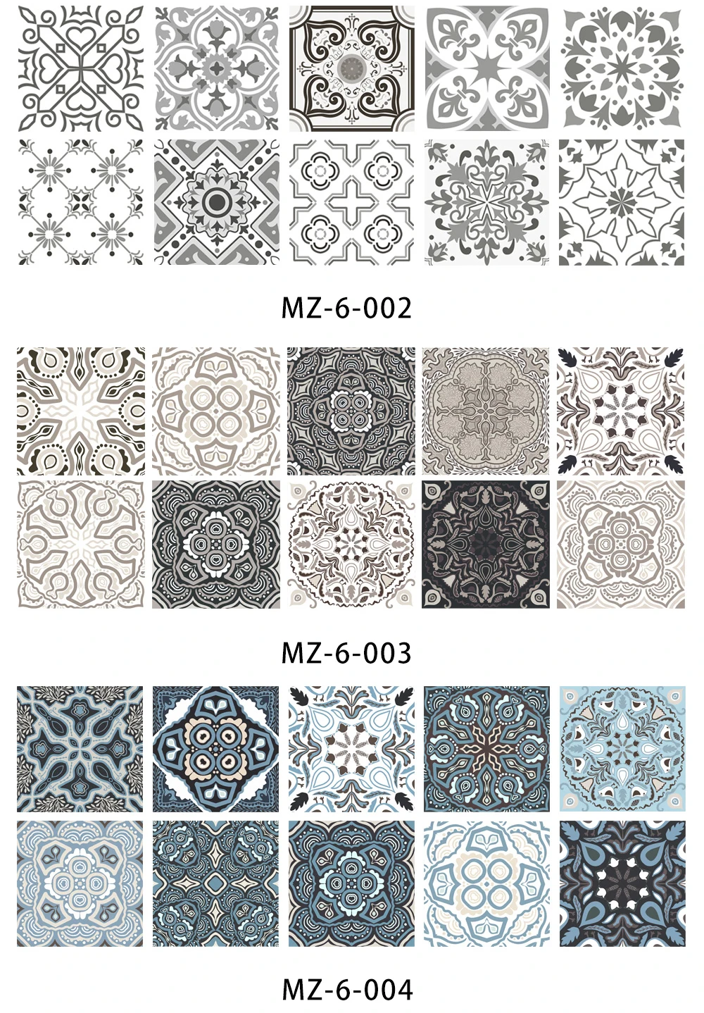 10/15/20cm Mandala Style Matte Surface Tile Sticker Peel & Stick Decoration Film For Tiles /Ground in Kitchen Wardrobe Wallpaper