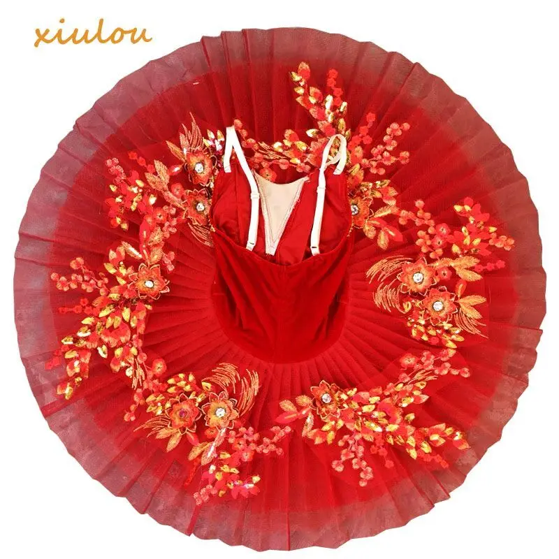 Professional Ballet Tutu Girls Kids Women Adult Red Blue Chinoiserie Ballet Costume Stage Wear Swan Lake Dance Ballerina Costume