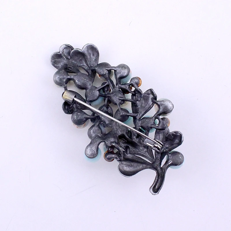 TANGTANG Women Men Brooch Vintage Tin Alloy Brooch Pin Nature Stones Beads Retro Antique Black Tone Tree Brooch - Mother\'s Gift