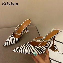 Eilyken 2024 New Zebra damskie czółenka moda kryształowe wysokie obcasy imprezowe dziwne stylowe buty panna młoda rozmiar 35-41