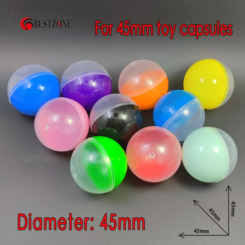 20Pcs/Lot 45MM Diameter Toy Capsules Plastic PP Half Transparent And Half Colorful Round Balls Eggshell For Vending Machine Deco