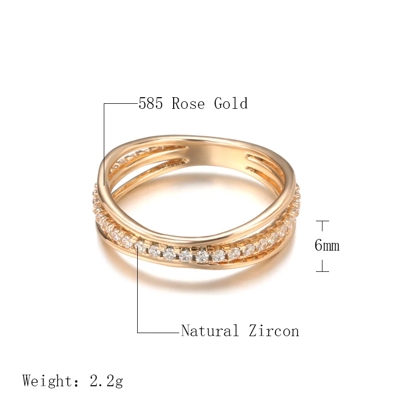 Kinel Hot Fashion Natural Zircon Ring for Women 585 Rose Gold Eternal Bride Wedding Rings Vintage Fine Party Jewelry 2021 New