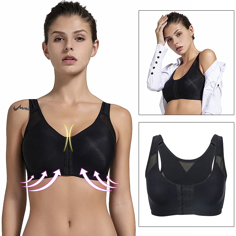 

Sports Bra for Women Workout Gym Activewear Black Bras Shapewear Seamless Push Up Brassiere Humpback Corrector Shaper