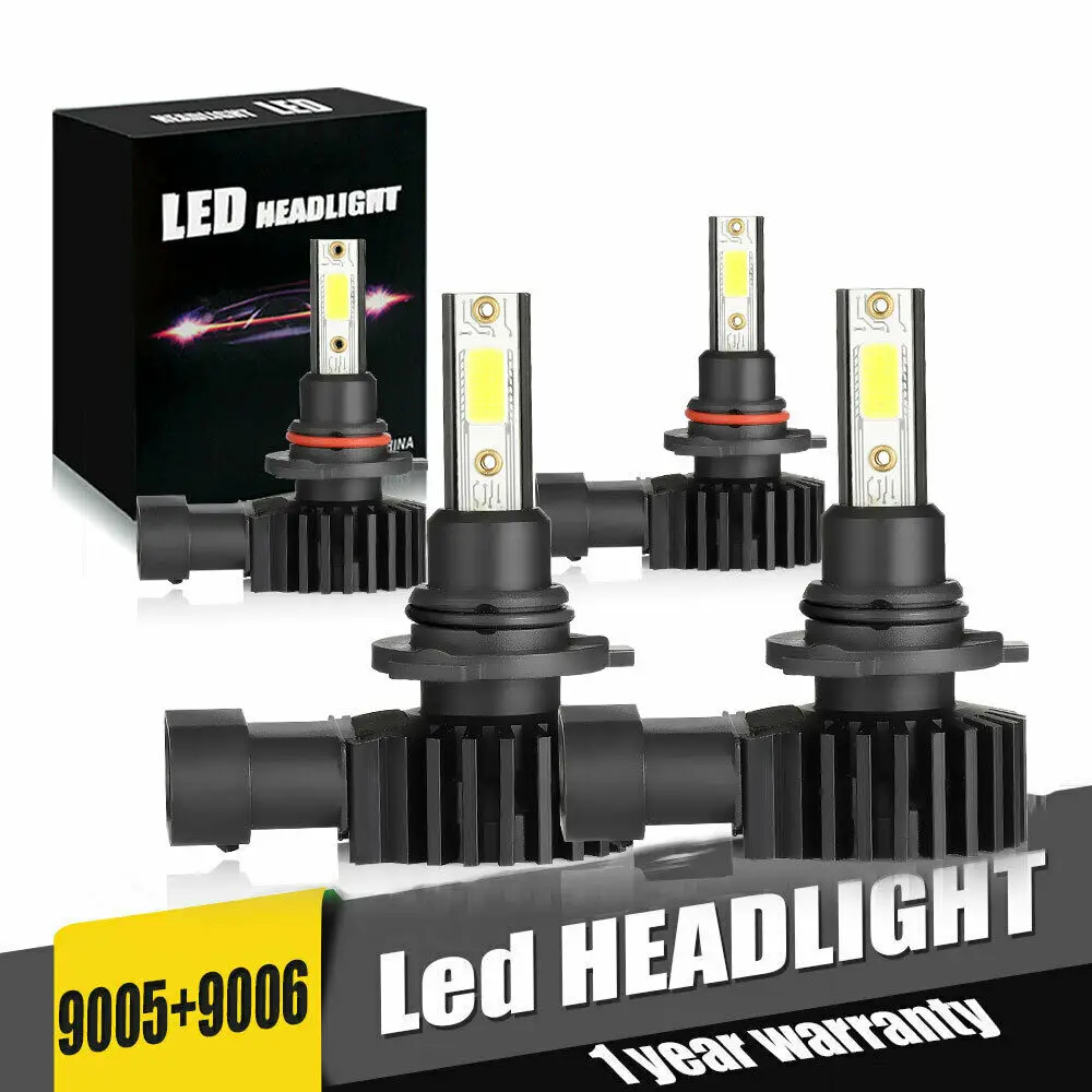 One Pair 9005 hb3 & One Pair 9006 hb4 Combo LED Headlight 9V-32V (4 bulbs) Daytime Running Light, Fog Light Headligh 3000K 6000K