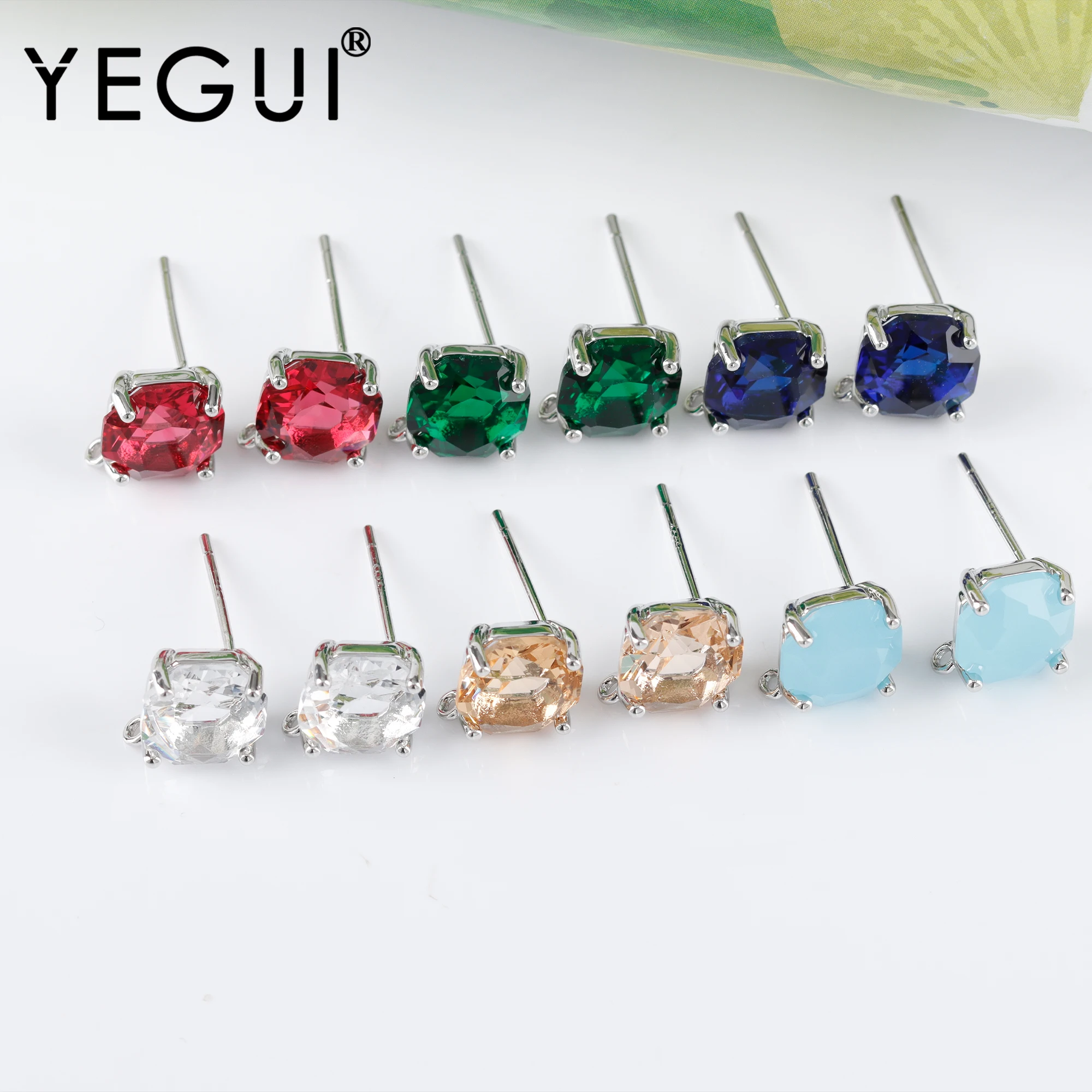 

YEGUI MA12,jewelry accessories,pass REACH,nickel free,18k gold rhodium plated,copper,glass,ear studings,jewelry making,10pcs/lot