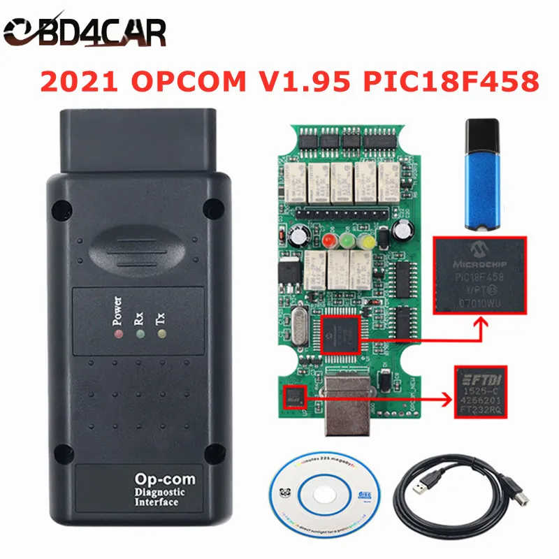 Newest 200603a 2021 OPCOM V1.95 PIC18F458 FTDI FT232RQ Chip Flash Update OP-COM V2021 Car Diagnostic Scanner Till 2021