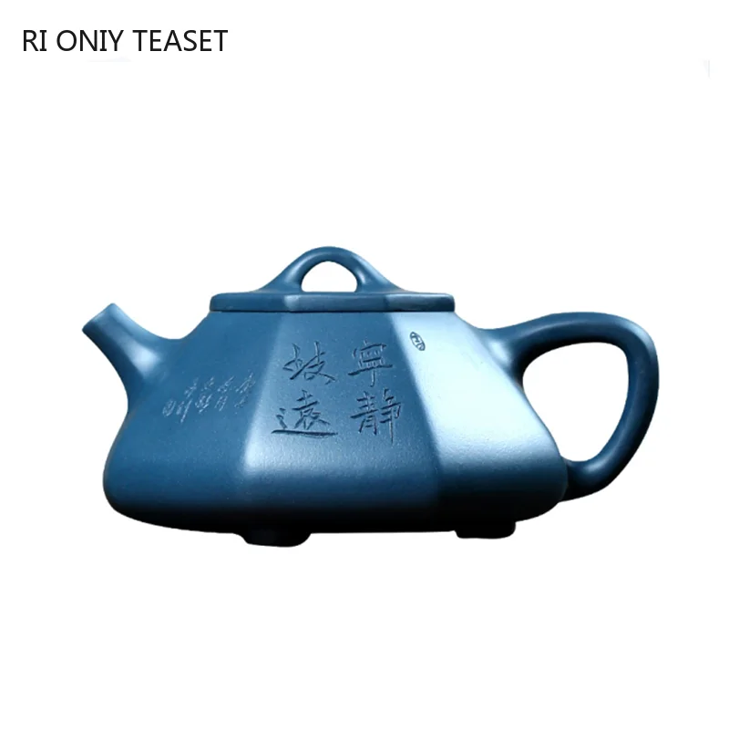 

190ml Boutique Yixing Purple Clay Teapots Raw Ore Azure Mud Stone Scoop Tea Pot Home Filter Octagon Kettle Customized Tea Set