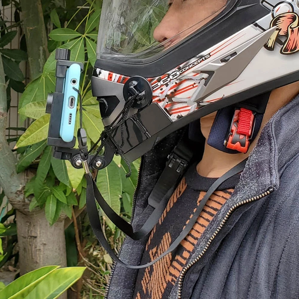 TUYU supporto per montaggio su mento per casco integrale per GoPro Hero 12 11 10 9 DJI Insta360 cinturino per fotocamera accessorio per montaggio sul mento anteriore Flodable