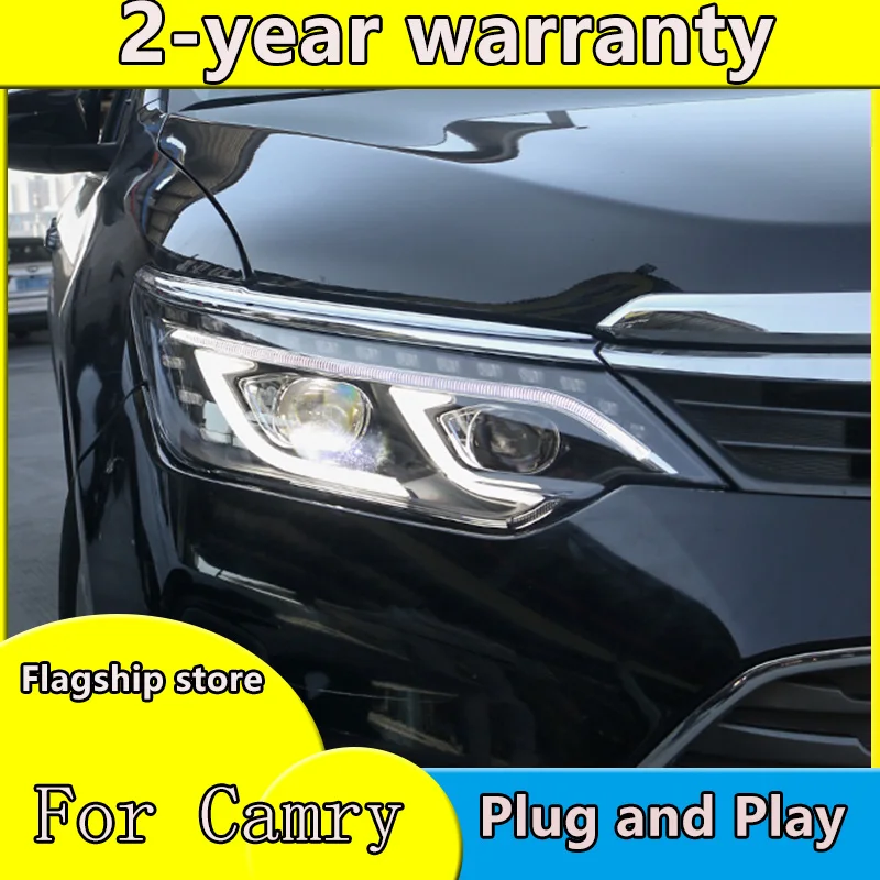 Car Styling for Toyota Camry V55 LED Headlight 2015-2017 YEAR New Camry Headlights drl Lens Double Beam H7 HID Xenon