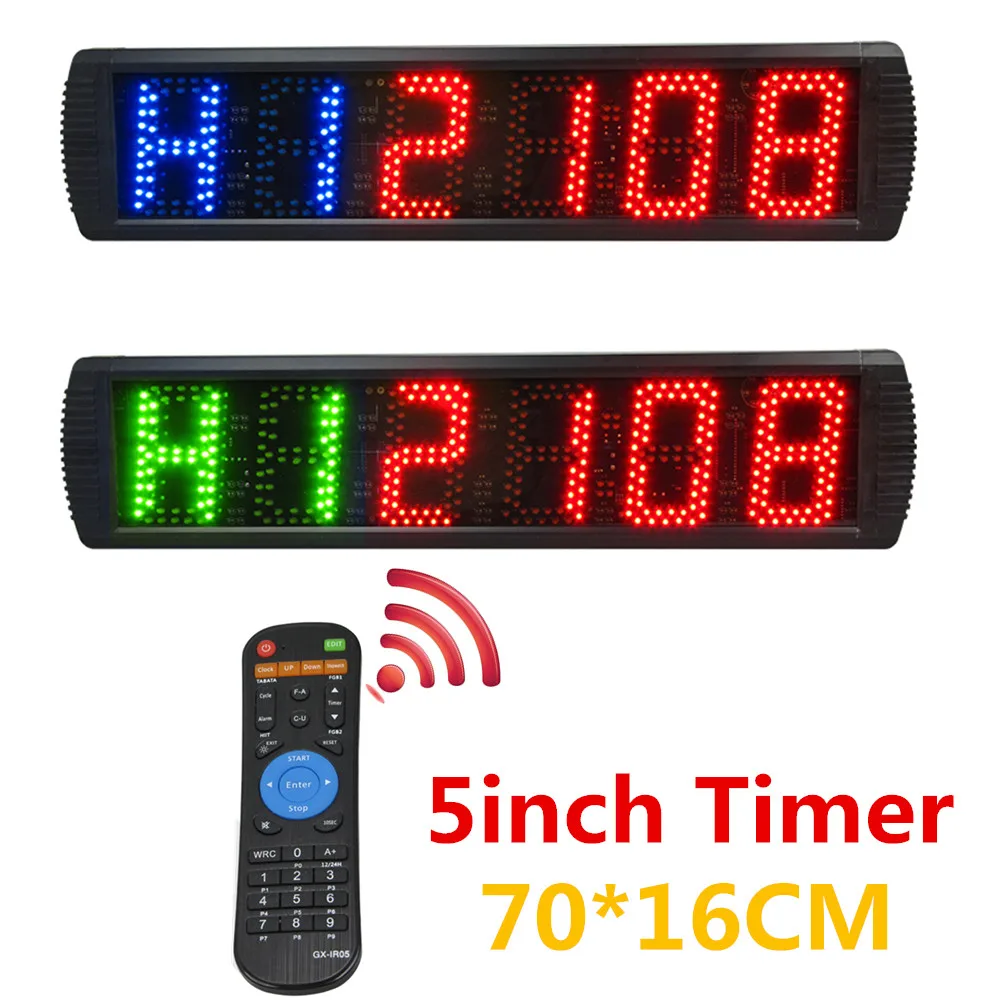 

5inch Timer LED Display Electronic Clock Stopwatch Interval Timer Prescise Wall Clock with Remote for Gym Tabata Boxing Training