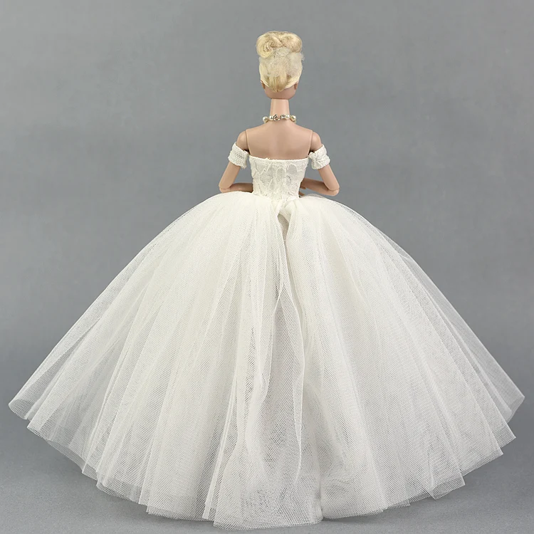 Wedding Dress For 30 Cm Doll Clothes 1/6 Party Evening Gown Skirt Clothing Outfit Accessories White Birthday Gift view 3