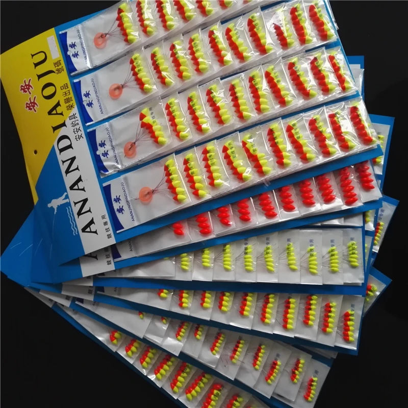 60pcs /10packs Fishing Float 6 In 1 Seven-satr Float Mixedcolor Space Oval Bean Fishing Line Stopper Buoys Tackle Accessories