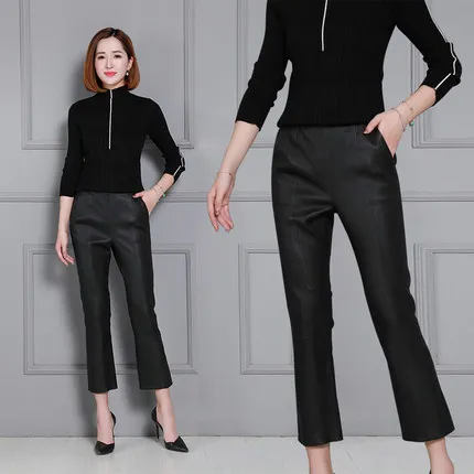 

Top brand High 2020 Women Waist Slim Sheepskin Print Pants KP22 high quality