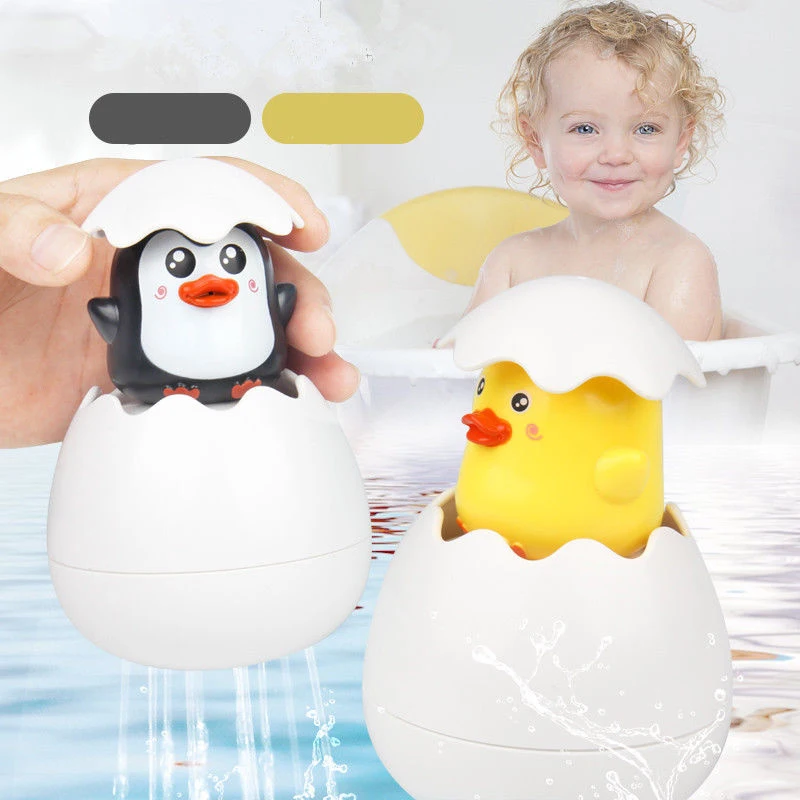 Baby Cute Bathing Toy Duck Penguin Egg Water Bathroom Sprinkling Swimming Water Toys Kids Gift