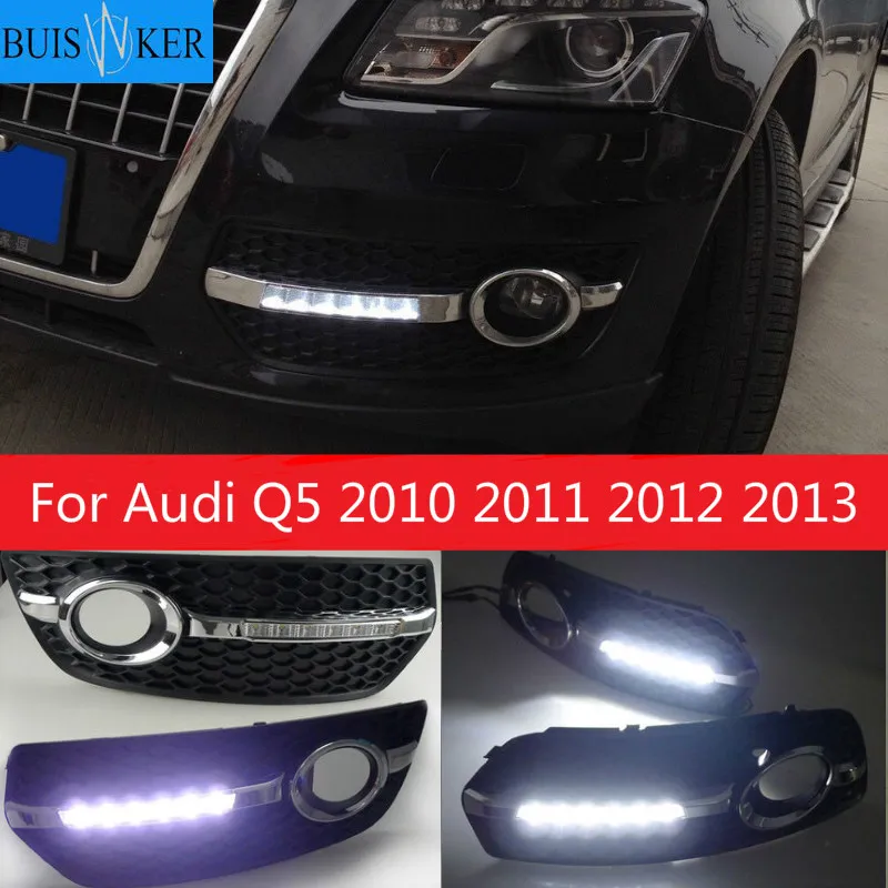 

1pair DRL For Audi Q5 2010 2011 2012 2013 LED DRL Daytime driving Running Lights Daylight Fog Lamp cover hole light