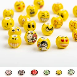 14# 20pcs Spherical Ceramic Beads Cartoon Character Face Big Bead Wholesale For Jewelry Maker 14mm #A105A