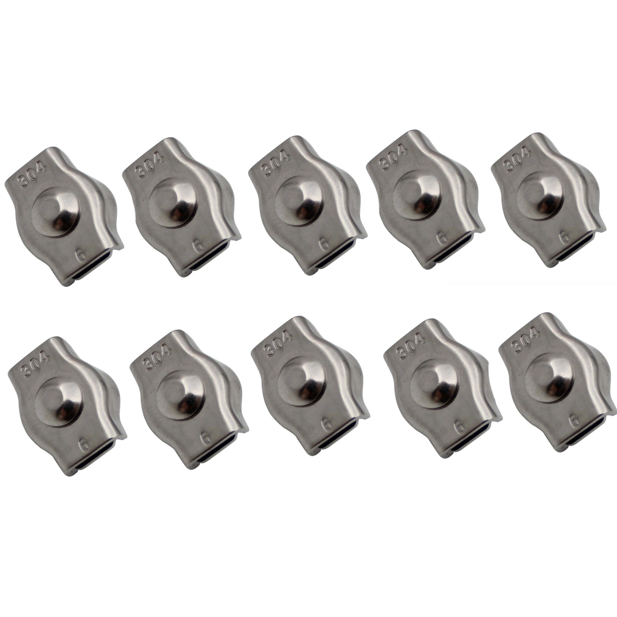 ISURE MARINE 10PCS Stainless Steel 304 Box Type Single Card Wire Rope Chuck Ingot Clip