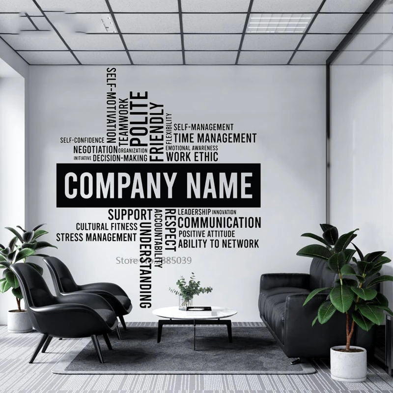 Custom Company Name Decal Business Office Letter Sign Personalized Decor Removable Vinyl Wall Sticker Mural BD370