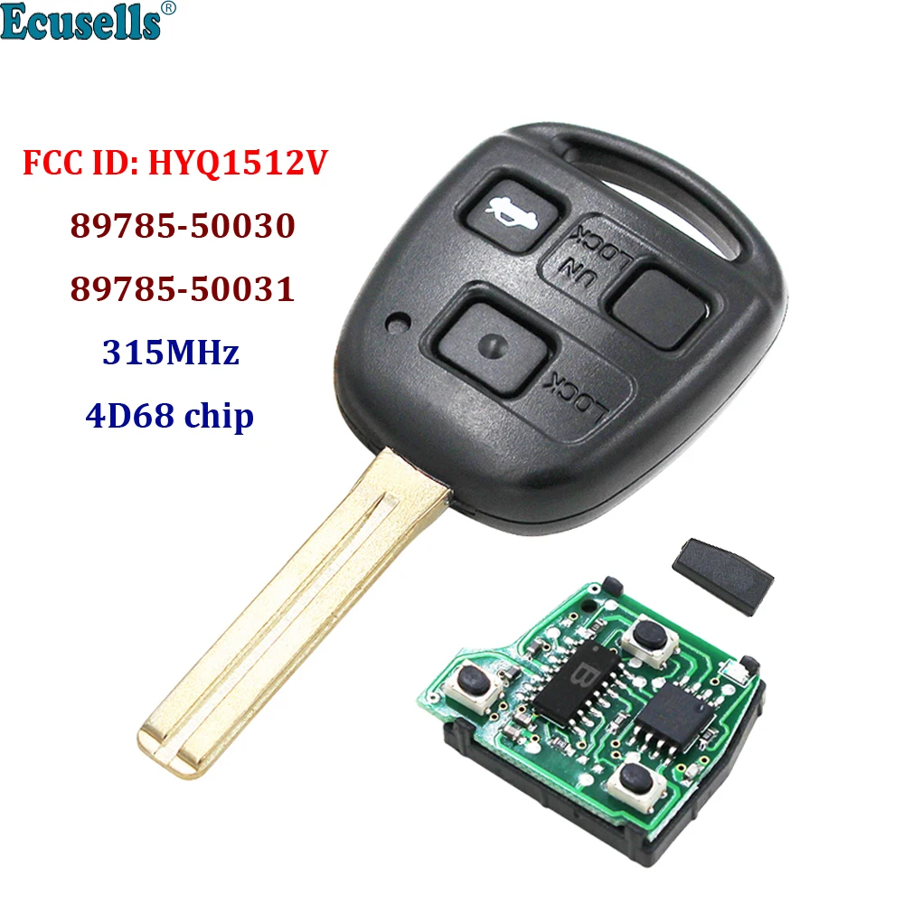 Ecusells 3 Button Remote Key 315MHz 4D68 Chip for Lexus ES300 GS300 GS400 IS300 LS400 FCC HYQ1512V 89785-50030,89785-50031