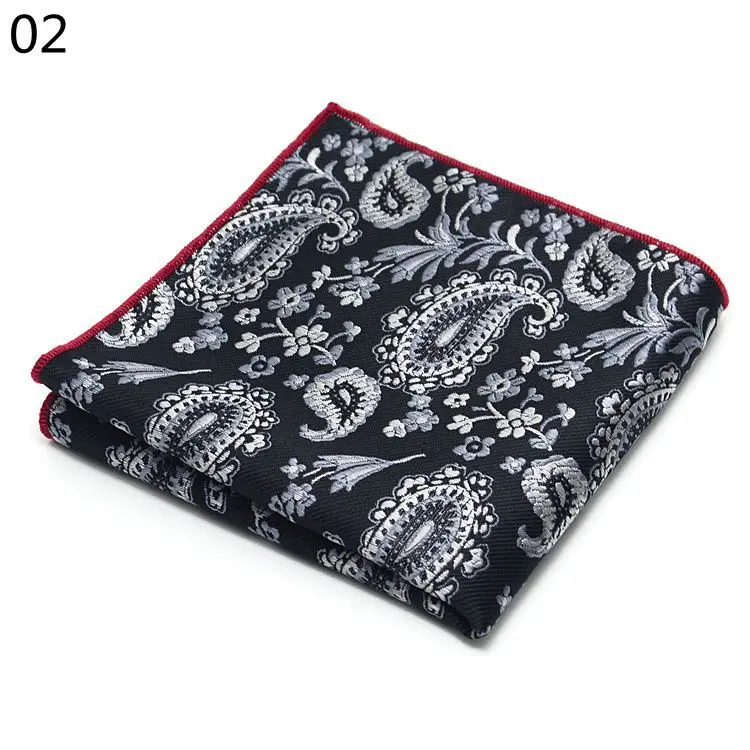 Luxury 25*25CM Men\'s Vintage Floral Paisley Silk Handkerchief Pocket Square Fashion Men Hanky For Wedding Party Chest Towel