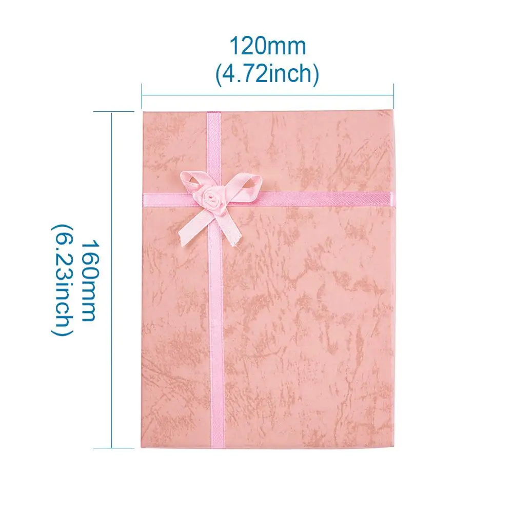 12Pcs Rectangle Packaging Jewelry Box Cardboard Present Gift Boxes Case with Flower and Sponge Inside For Necklace 160x120x30mm