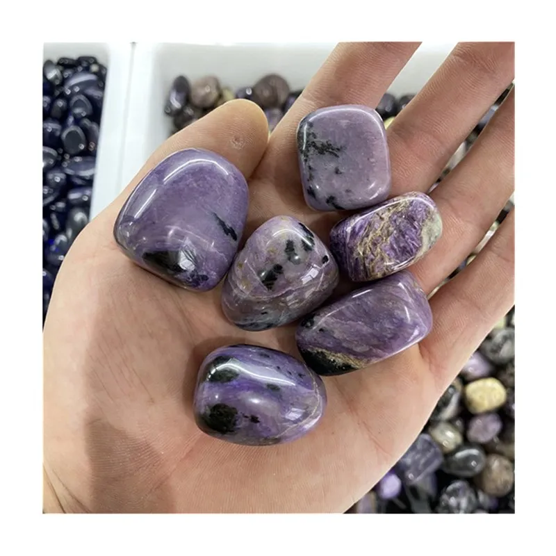 Wholesale Polished Natural Healing Crystals Purple Charoite Tumbled Stone For Christmas Decorations