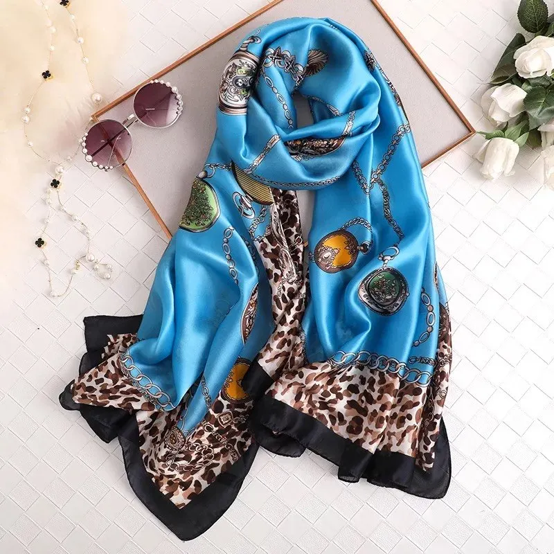 Classic Women Silk Scarf Female Scarves Fashion Ladies Beach Wrap Chiffon Shawl Sunscreen Soft Bandanna Foulard Muffler