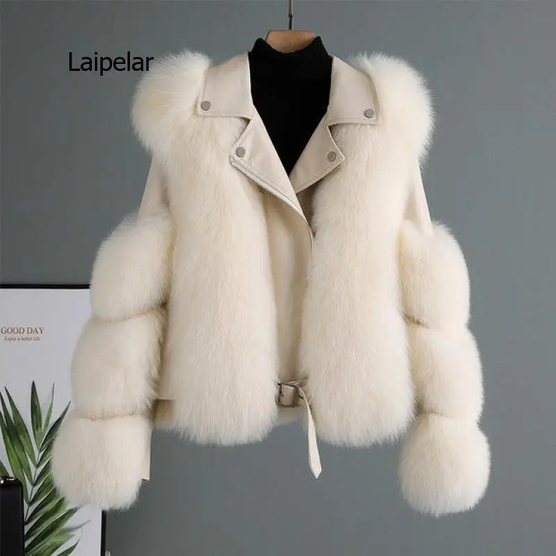 Women\'s Genuine Fox Fur Coats Luxury Genuine Sheepskin Leather Jacket Full Skin Outerwear New Winter 2021 Collection