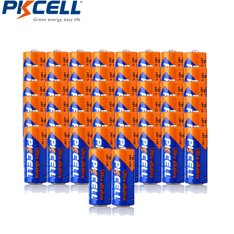 

50pcs PKCELL Battery 910A LR1 SIZE 4001 810 910A AM5 KN Lady LR1 MN9100 UM-5 1.5V For bluetooth headsets, glucose