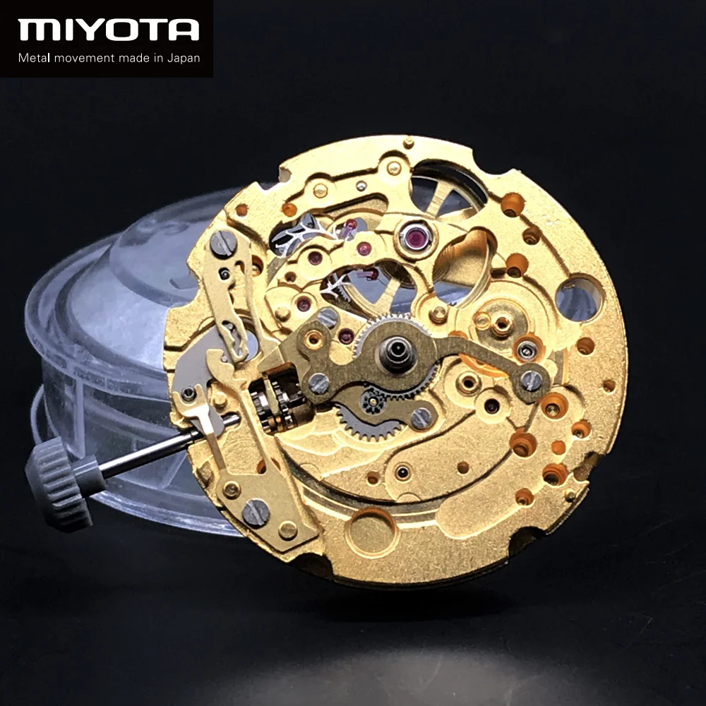 Imagem -02 - Miyota 82s0 Ouro Esqueleto Movimento Mecânico Japão Automático Auto-enrolamento Movt Parashock 21 Jóias Marca Peça de Reposição