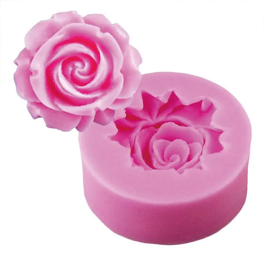 Household 3D Rose Flower Shape Silicone Mold Form Chocolate Handmade Diy Soap Fondant Mold Making Cake Decoration Cake R9I8