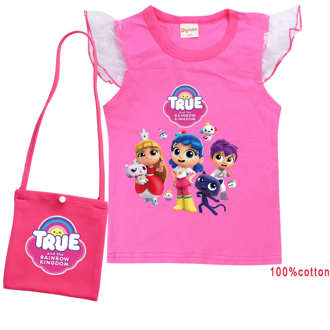 Cue Cartoon True and The Rainbow Kingdom T Shirt with Bag Kids Summer Clothes Baby Girls Lovely Tees Teen Boys Youth T-Shirt Top