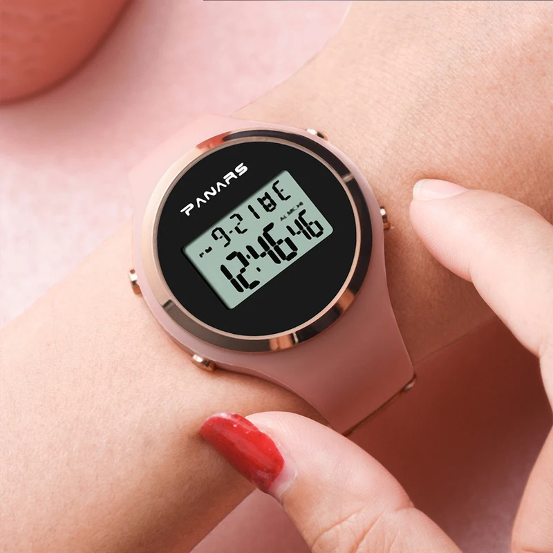 NEW Fashion Women Watches Digital 5bar Waterproof Silicone Strap Luminous Alarm Clock Ladies Wristwatch Girls relogio feminino