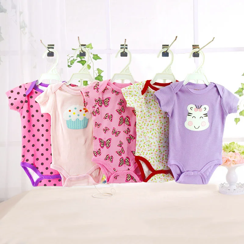 5 Stücke 3 Mt-24 Mt Kurzarm Baumwolle Winggle-in Overall Kleinkind Baby Body – Detail 7