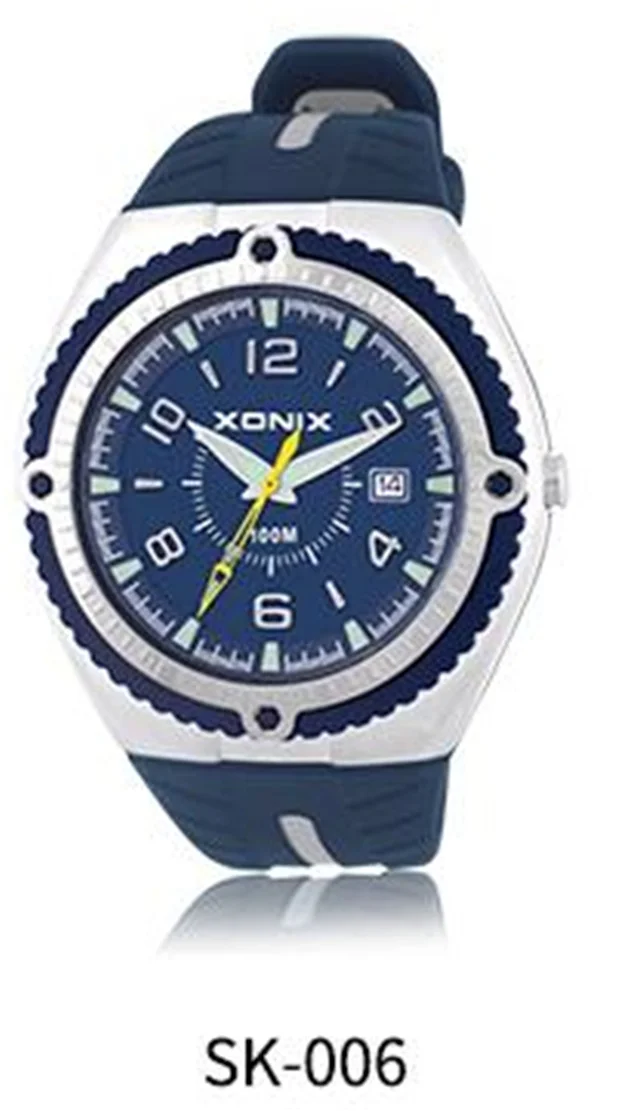 XONIX Men Sports Watch Quartz Japan Movement Analog Waterproof 100m Swim Diver Wristwatch Back Light Silicone Strap