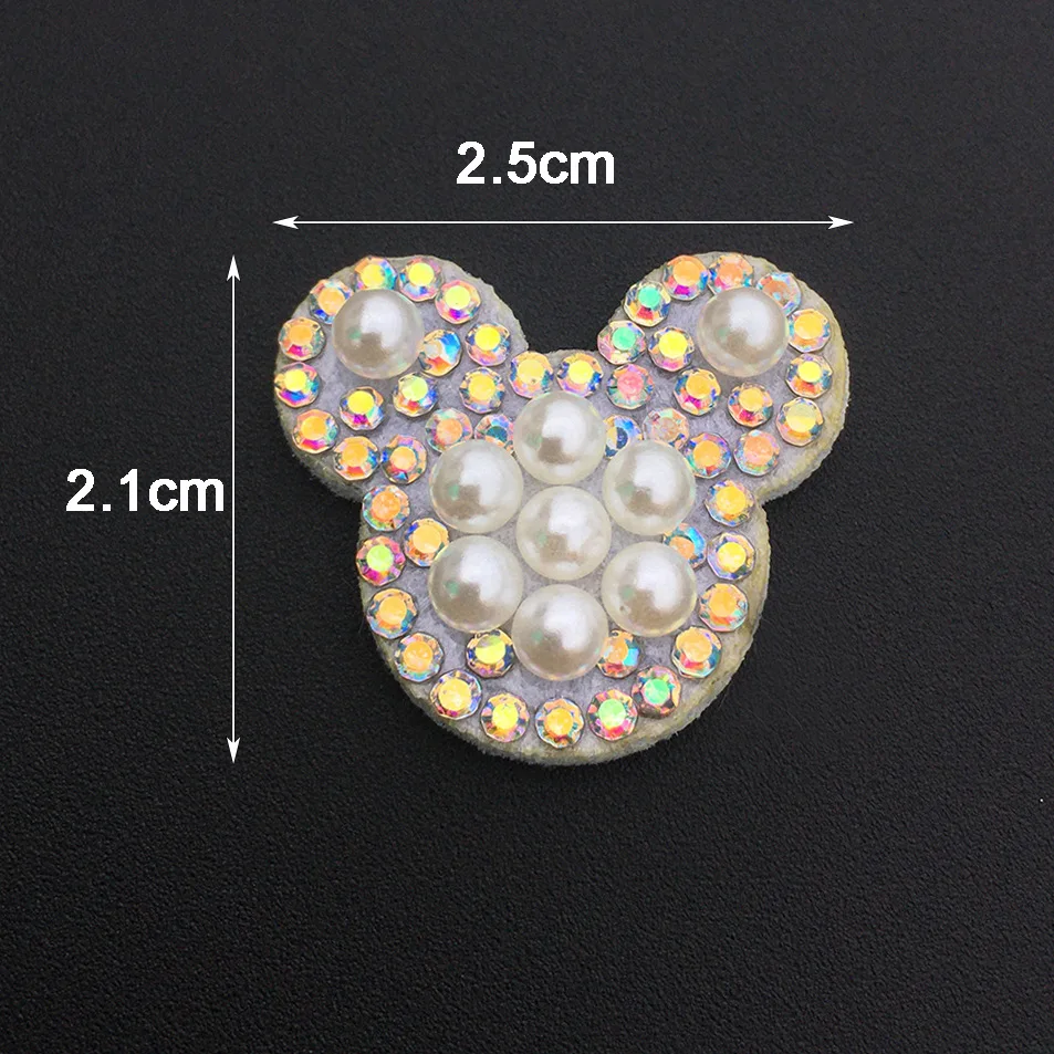 Mickey Beaded Cartoon Stickers, Rhinestone Patch for Hat, Handmade Beaded Applique, Sew On, 2.2x2.5cm