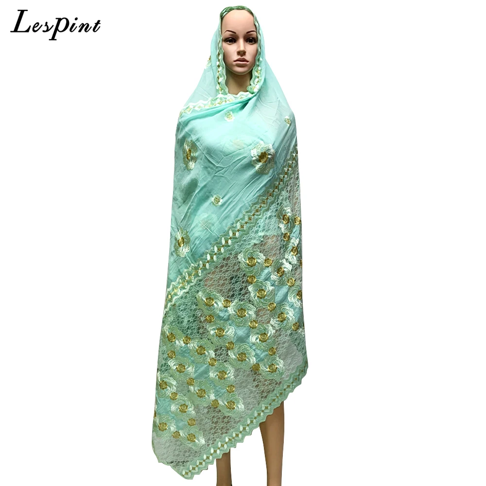 2021 Fashion Embroidery Cotton Scarf For Muslim Women Dubai Turkey India Diamonds African Hijab 210x110cm Large Shawls Les-006