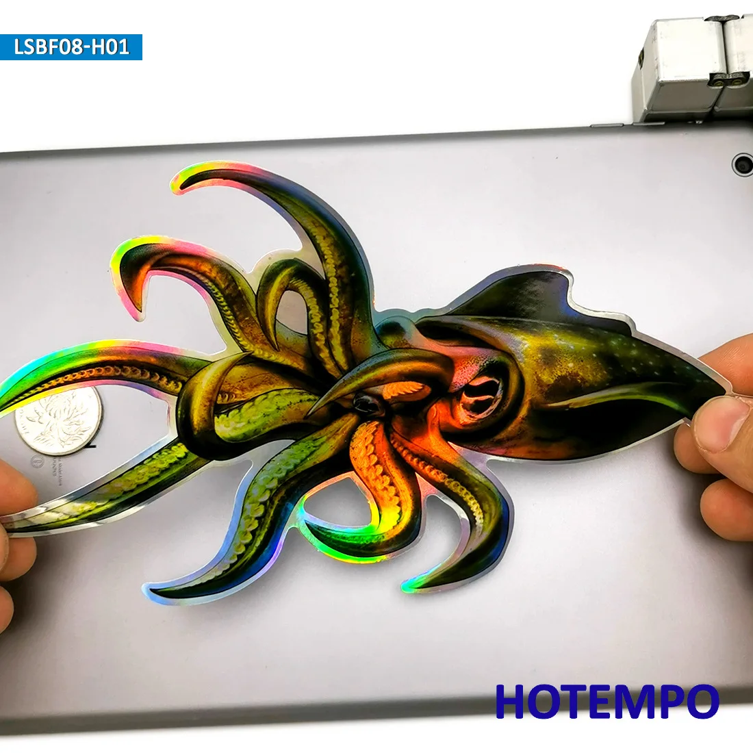 20cm lazer flaş dev kalamar Architeuthis Inkfish büyük okyanus balığı su geçirmez etiket balıkçı tekneler için motosiklet araba çıkartmaları