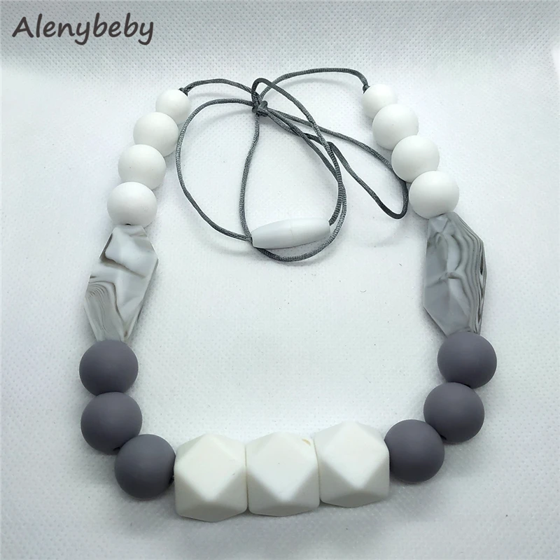 BPA Free Silicone Beads Teether Baby Teething Necklace Mom Infant Babes Nursing Breastfeeding Necklace Toy Chewable Jewelry