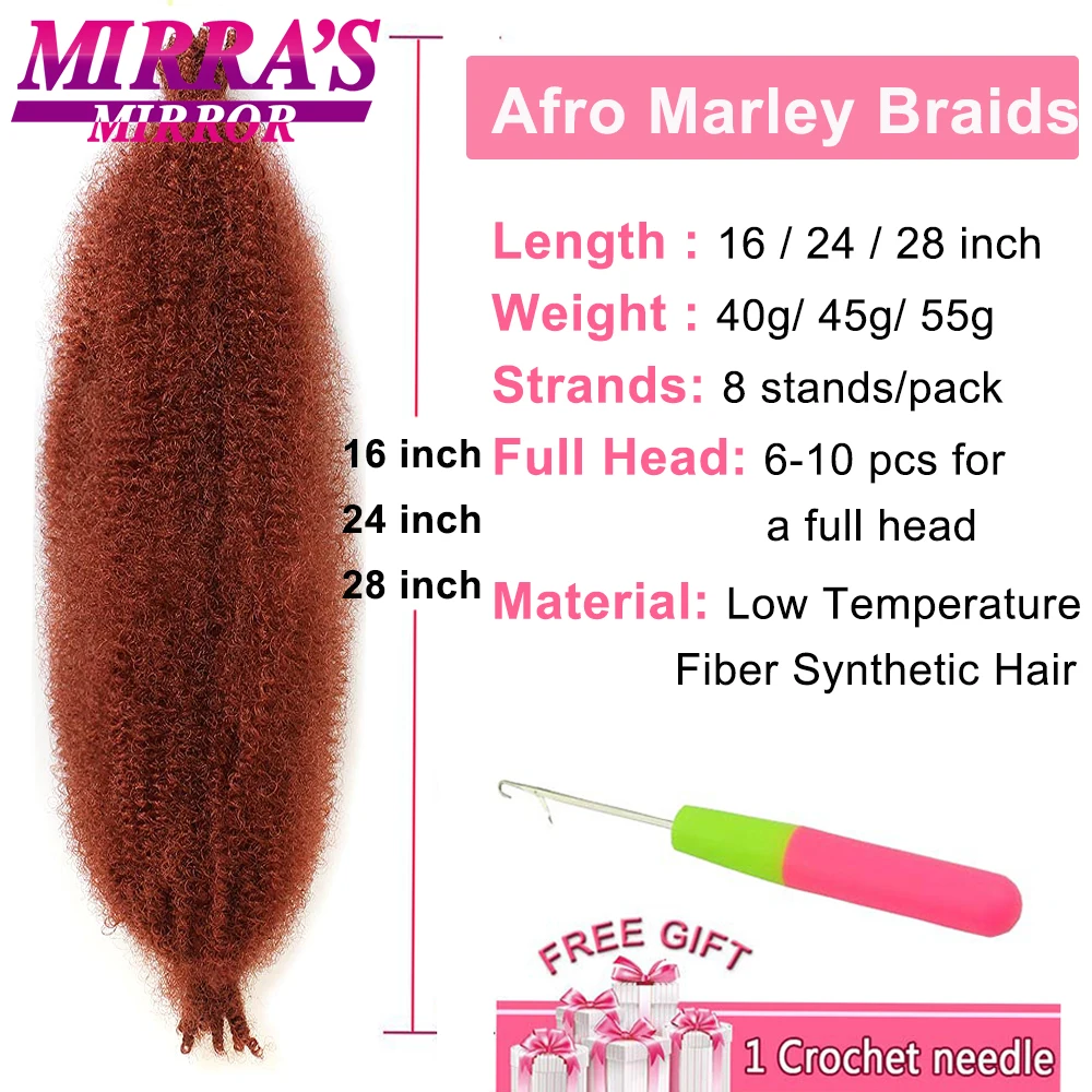 16/24/28 Inch Kinky Twist Marley Braiding Crochet Hair Synthetic Pre-Separated Springy Afro Twist Hair For Butterfly Locs Braids